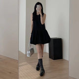 Korean White Sleeveless Vest Dress Women's Summer Gentle Style Temperament Skirt Small Loose Flower Tidive Skirt