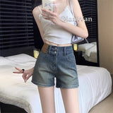 Vintage Elastic Denim Shorts Women Summer New Small High-Waisted Hot Trousers