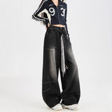 Black Wide-Legged Jeans Women's Winter 2025 Trend New High Street Small Work Clothes Loose Straight Pants