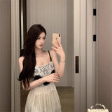 French Heavy Industry Lace Splicing Big Swing Dress Women Black And White Bump Color Waist Thin Hanging Dress Dress Dress Dress