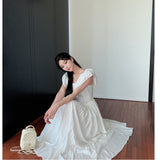 Sweet And Gentle Square Collar Lotus Leaf Dress Waist Thin Design Dress French Summer New High-End Temperament