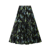 Vintage Green Floral Half-Dress Woman Summer 2025 New French High-Waisted Thin A-Character Skirt Big Swing Skirt 9908