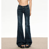 Vintage Low-Rise Micro-Horn Jeans Women 2025 Trend New Hot Girls Thin Horn Drag Trousers