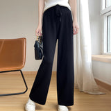 Wool Blended 2026 Autumn And Winter New Women's Wide-Legged Trousers High-Waist Loose Loose Thin Tight Waist Wearing Knit Trousers