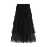 Autumn New Korean Version Of Irregular Mesh Dress 8621