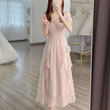 French High-End Temperament Famous New Gentle Dress Showing Skinny Little Fairy Pink Dress Summer