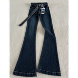 Tall Long Version Of Dark Blue Micro-Tight Jeans Woman New Babes Elastic Slimming Horn Pants