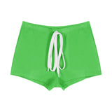 Black Tight Casual Shorts Women Summer Little Hottie Rope High Waist Thin Straight Trousers Repair Warm Pants