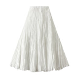 2025 Spring New Sister Wind High-Level Feeling Hundred Folds Loose Thin Swing Skirt Leisure A Skirt 8081