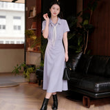 Mother-Mother Education Interview Dress Women's Summer 2025 New Wear Suit Collar Shirt Dress Small Commuting