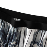 Ink Print Half-Dress Women's Long-Retro High-Waist Temperament Big Swinging 100-Folded Skirt 2125