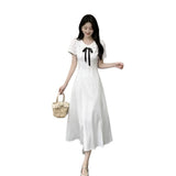 French First Love Doll Collar Giant Good-Looking Dress Women Summer College Style Gentle White Short-Sleeved Temperament Long Dress