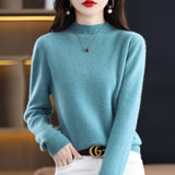 Wool Blending 2026 Autumn And Winter New Women's Half-High Collar Simple And Short-Term Warm Knitted Bottom Sweater