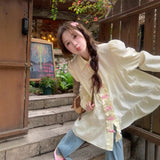Sweetheart Bow Lace Long-Sleeved Shirt For Women's Summer 2025 New Retro Bubble Sleeves Loose Polo Collar Top