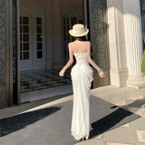 French Beauty Holiday Style Sexy Wind Hanging Neck With Dress Female White Dress Light Luxury Banquet Evening Dress Dress