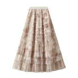 T-And-Dyed Dress Women's Half-Dress Dress 2025 New Cake Skirt Showing Thin Long Mesh Dress Level Half Skirt 0327
