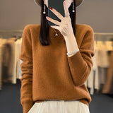 Support Quality Inspection Seamless 100% Pure Wool 2026 Line Ready-On-Line Autumn And Winter New Round Collar Knitted Bottom Sweater