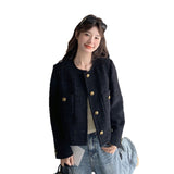 French High-End Black Fragrant Coat Woman 2025 Autumn New Small Small Look Short Top