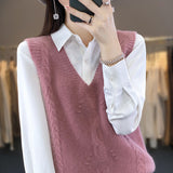 Wool Blending 2026 Autumn And Winter New Women's Clothing Jacket Short V Collar Knitted Vest Loose Stifling Sleeveless Shoulders