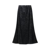 Leopard Velvet Fishtail Half-Dress Girl Autumn And Winter New Sexy Sister Style Hip Ass Skirt 9838