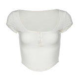 Hottie T-Shirt Girl Summer High-Waist Short-Shoeing Tight 2025 New White Short-Sleeved Top In Tide