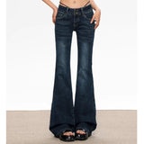 Vintage Low-Rise Micro-Horn Jeans Women 2025 Trend New Hot Girls Thin Horn Drag Trousers