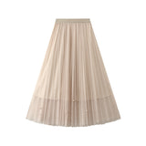 Heavy Industry Nail Pearl Dress Women's Half-Dress Dress 2025 Spring And Autumn Mid-Autumn Long Dress Net Yarn Dress 100Folded Dress 8581