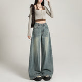 Vintage A-Style Broad-Legged Jeans Women 2025 Summer New Pear-Shaped Loose Bf Lazy Languid Breeze Big Foot Trousers