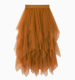 Irregular Mesh Dress Women's Long Mid-Term 2025 Spring New Yarn Skirt High-Waisted Thin Skirt 8063