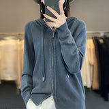 Wool Blended 2026 Autumn And Winter New Women's Short Zipper Open-Shirt Loose Large Knitted Hoodie