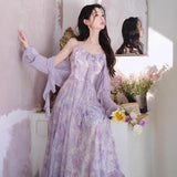 2026 New Lotus Leaf Side Purple Raging Dress Dress Women Unique Beauty Podle Dress Set
