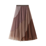 Pinting 100-Fold Net Dress Elastic Tension Tight Waist Thin Long A-Word Big Swing Skirt Winter 1803