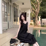 White Suspension Dress Women's Summer 2025 New French Beauty Lace Spliced Super Fair Seaside Vacation Suspension Dress