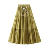 Cotton Cake Skirt Dress Half-Dress Slim Feeling A Long Dress Girl Summer Long Splicing Big Swing Skirt 9935