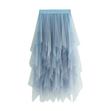 Irregular Mesh Dress Women's Long Mid-Term 2025 Spring New Yarn Skirt High-Waisted Thin Skirt 8063