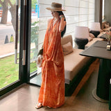 High-Level Printing Hanging Neck Thin Dress Niche High-End Design Lazy Woman Summer Holiday Dress Beach Dress
