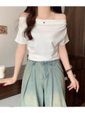 New Korean Version Of The Short Design Sense Of Niche Collar Slimming Short-Sleeved T-Shirt Women's Summer Top Hottie