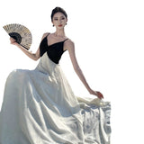 Seaside Tourism Wearing A New Chinese Sling Dress Women's Island Resort Beach Dress Temperament Long Dress Thin Dress