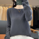 Line Ready-To-Wear 100% Pure Wool 2026 Autumn And Winter New Women's Round Collar Short Hollow Loose Knitted Bottom Sweater