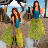 Dopamine Summer Beauty Ootd Wears A Hanging Neck Suspension Summer Set Women's New Island Vacation Skirt