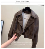 Brown PU Leather Coat Women's Spring And Autumn 2025 New Loose Port Wind Small Jacket Locomotive Shirt