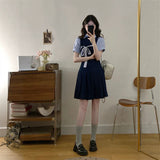 College Style Temperament Hit The Striped Dress Women's Dress 2026 Summer New Beautiful Film To Reduce The Age Of 100 Folds Skirt