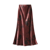 Streaming Gold Ding Noodle Print Tight Waist Tie Dye Medium Long Half Skirt With Hip Fishtail Skirt 2025 New 9836-1