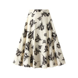 Rose-Print Half-Dress Women's Summer New High-Rise Thin Long Swing Temperament 6612-7