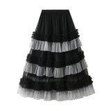 Autumn And Winter New Color Matching Fashion Wearing A Large Swing Dress Dance Skirt Heavy Industry Cake Skirt 1391