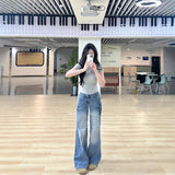 Tall Long Version Of Retro Low-Waisted Micro-Rave Jeans Women Spring And Autumn High Waists Thin Babes Drag Floor Pants