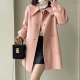 2025 Autumn And Winter New Long Love Buckle Thin Hair, The Coat Shows Thin Age Doll Collar Of The Coat