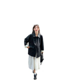Black Salt Lined Retro Striped Spliced Leather Coat Women's Autumn 2026 New Long-Wear Pu Leather Jacket