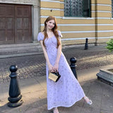 French Floral Short-Sleeved Dress Woman 2025 Summer New Temperament To Show Thin Bubble Sleeve Tea Breaker Dress