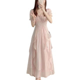 French High-End Temperament Famous New Gentle Dress Showing Skinny Little Fairy Pink Dress Summer